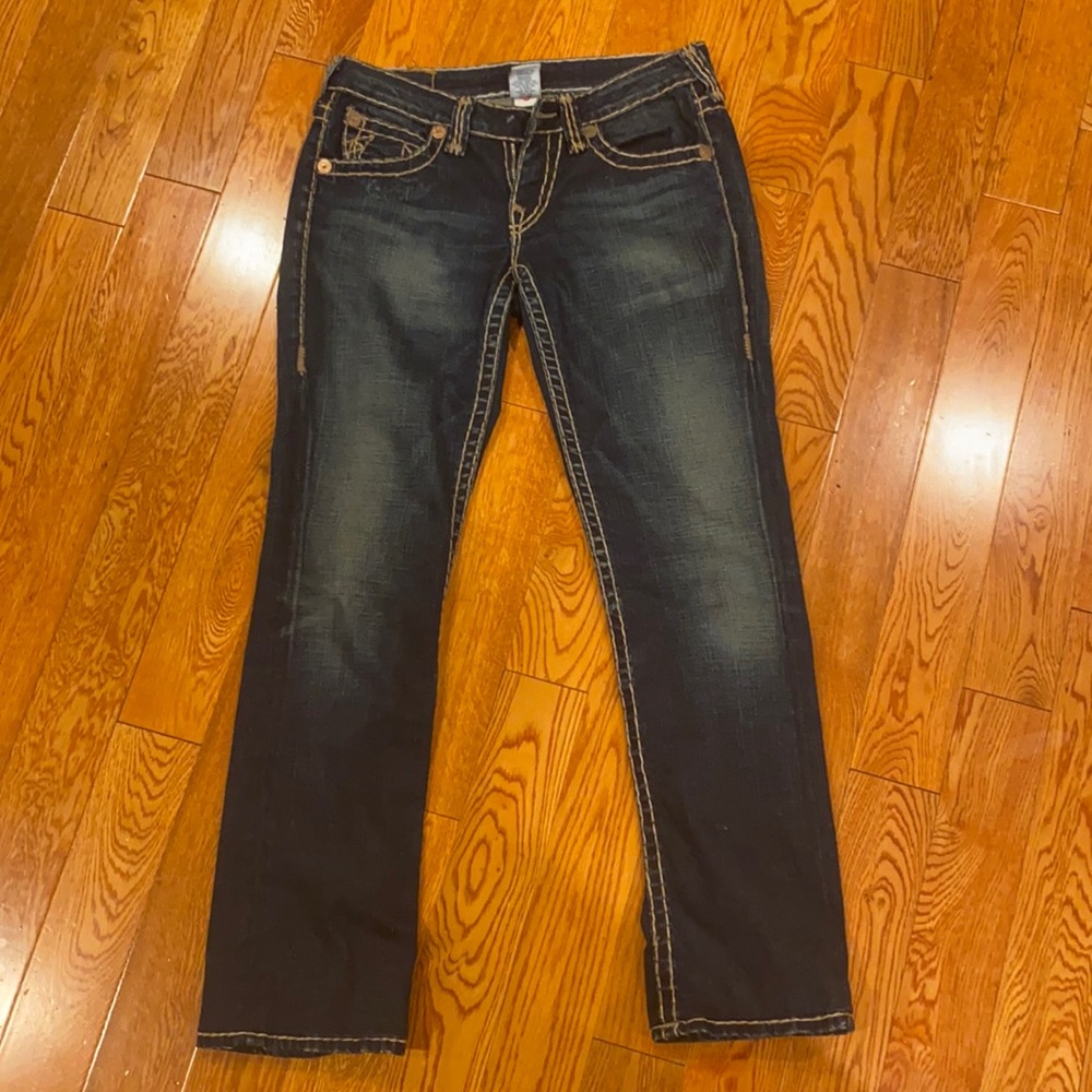 True Religion Women’s low rise wide leg jeans